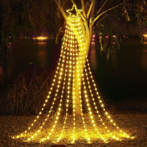 Five-pointed Star Waterfall Light Christmas Star Outdoor Waterproof Solar Remote Control Flowing Water Decorative Light (1/5)