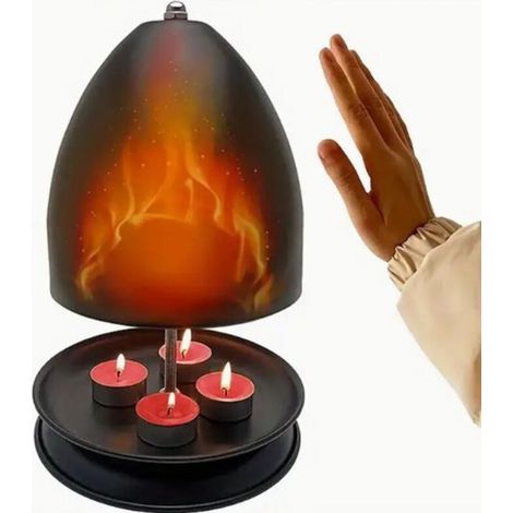 Chauffage d'appoint portable pour intérieur/extérieur avec porte-bougie et sans allumage - Fer robuste, chauffage sur pied pour le camping, les urgences, les terrasses, les campeurs - Sans bougie (1/5)