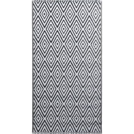 Tapis d'extérieur ARAKIL, noir et blanc, 80x150 cm, matériau PP. (1/5)