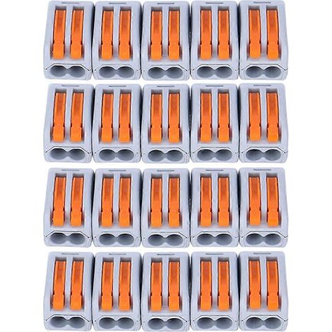 20 Stück PCT-212 Kompakt-Verbinder, 2-Port-Steckverbinder für Beleuchtungs- und Elektrokabel, Schnellanschluss