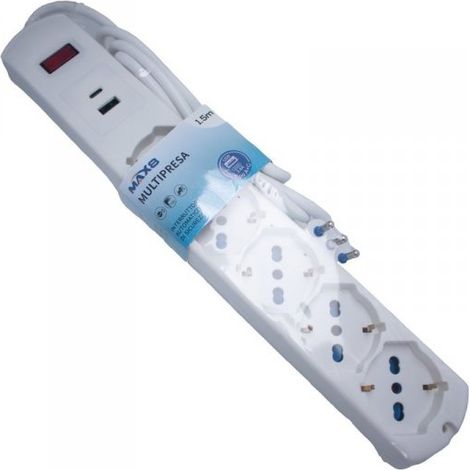 Multipresa 7 in 1, USB A + C + 5 Prese per Bipasso / Schuko / EU 1.5m (1/3)
