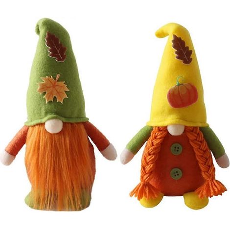 Lot de 2 gnomes d'automne en peluche, décorations de Thanksgiving faites main (1/5)