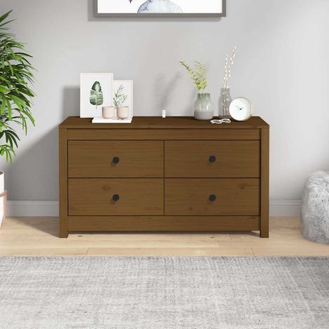 Armario auxiliar madera maciza de pino marrón miel 100x40x54 cm (1/4)