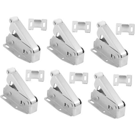 6-Piece Push Latch with Screws, Automatic Pressure Lock for Cabinet and Wardrobe Doors