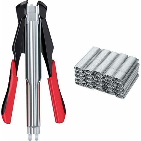 Automatic Wire Plier Circlip Plier Fence Stapler with 100PCS Galvanized Type C Rings for Fence Mesh and Nets Cages (1/4)