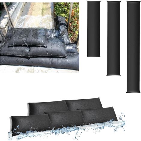 2 pcs Sac de absorbeurs Fuite d'eau, barrière Anti inondation activées par l'eau boudins Anti-inondation Sable pour Garage Maison Contre la Pluie d'eau 60x20cm Common 60CM-2pcs (1/5)