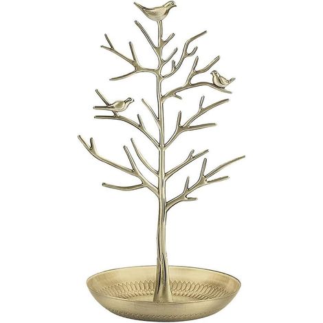 Soporte para árbol de joyas estilo dorado - Pájaros vintage - Cuelga tus joyas - Torre de almacenamiento colgante