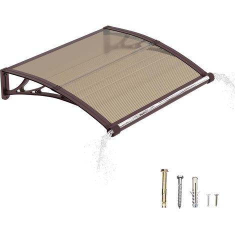 Auvent de Porte d’Entrée 80 × 100 cm, Marquise de Porte Extérieur en Polycarbonate, Abri Anti-Pluie et Anti-UV pour Maison, Balcon et Terrasse (1/5)