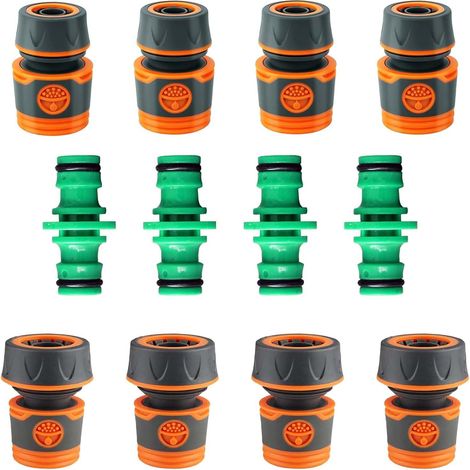 12 Connecteur Tuyau Arrosage, Raccord Rapide 19mm, 25mm Plastique ABS, Pour Jardin, Lavage Voiture