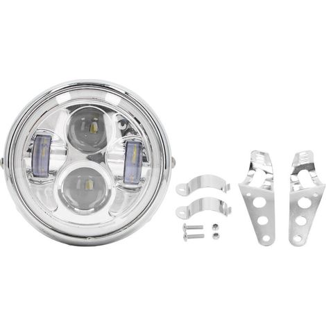 Jeffergarden Phare LED pour moto de 6,5 pouces, 12 V, lentille PC transparente, étanche et antichoc, adapté aux scooters et aux voitures de ville. (1/5)