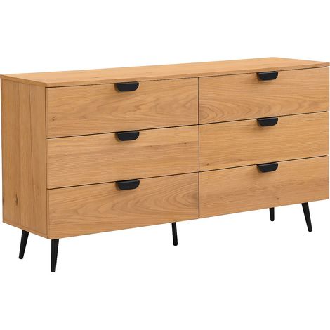 Comò 6 cassetti MDF Naturale e Nero - SINOLO