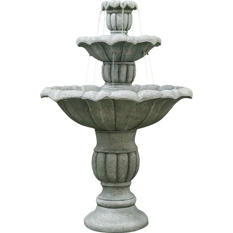 Fontaine au sol en béton de 100 cm de haut pour usage extérieur avec pompe électrique submersible