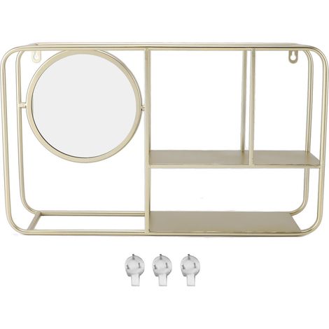 Étagère murale dorée rectangulaire, Style nordique, rangement en fer minimaliste innovant pour entrée, salon, chambre à coucher (1/5)