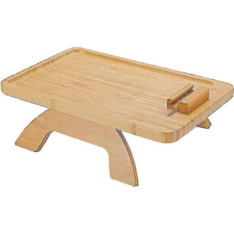 Table d'appoint en bambou à clipser sur canapé, design pliable, compatible avec les grands canapés, rotation à 360°. (1/5)