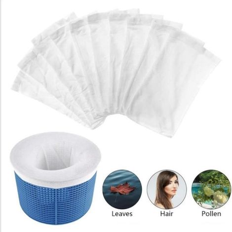 15PCS Chaussette Skimmer Piscine,Filtres en Tissu de Nylon,Piscine Filtres en Tissu,Skimmer de Surface pour Piscine (1/4)