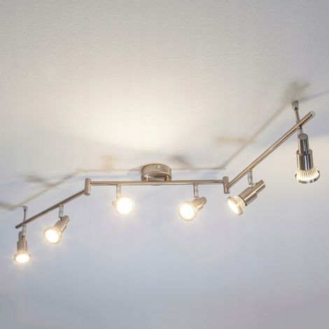 [NEUWERTIG] B-Ware Lindby Nickelfarbene Led Deckenlampe Aron 6 Fl Deckenlampe Deckenstrahler Gu10