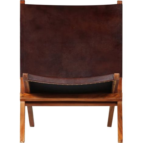Maison Exclusive - Poltrona Rilassante Pieghevole Marrone in Vera Pelle