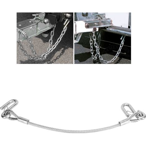 (Vidéo disponible) Corde de sécurité pour remorque de 70 cm de long, chaîne de sécurité, sangle antidérapante, crochet à ressort en S, capacité de charge de 3500 lb, convient aux remorques et caravane