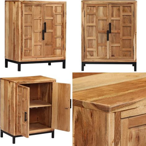 Buffet Bois d'acacia solide 60x35x76 cm Marron - Buffet En Bois - Meuble De Rangement - Mobilier Acacia - Meuble Design - Buffet Rustique - Home & Living (1/5)
