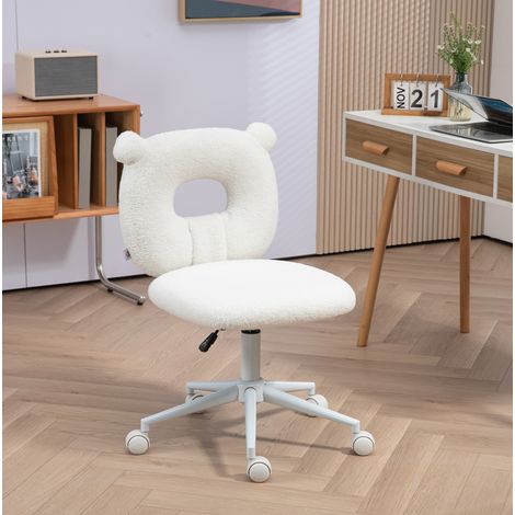 Chaise de bureau enfant 50x56x80-90 cm blanche en polyester réglable en hauteur sans accoudoirs (1/5)