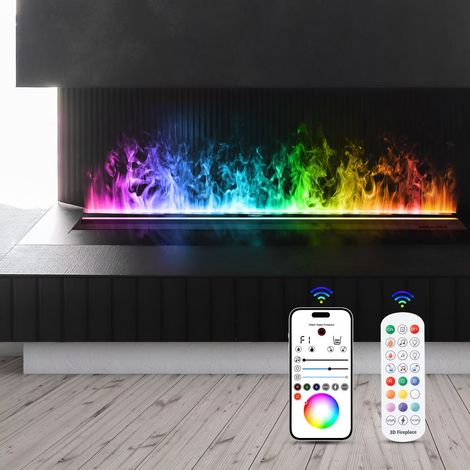 Cheminée vapeur d'eau 200 cm décoration télécommande multicolore (1/5)