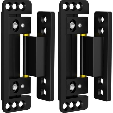 Hidden door hinges, 2-pack, ultra-thin concealed hinges for secret doors, adjustable invisible hinges, silent and smooth concealed door hinge, Black