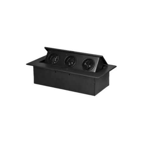 GNIAZDO MEBLOWE WYSUWANE Z BLATU 3X2P+Z U CZARNE - ON-GM-9032/B