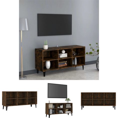 The Living Store - TV-Schrank mit Metallbeinen Räuchereiche 103,5x30x50 cm (1/5)