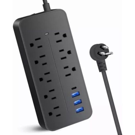 Station de charge multiprise pour bureaux à domicile — Parafoudre avec ports de charge USB-C et interrupteur de protection contre les surcharges, pour une utilisation sûre et fiable. (1/5)