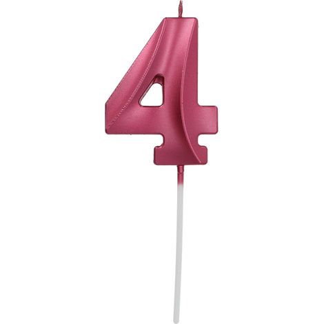 Bougie Numéro - Bougie Chiffre 4 Rose Métallique - Bougies de Gâteau pour la décoration de D'anniversaire, Anniversaire, Gâteau de Mariage