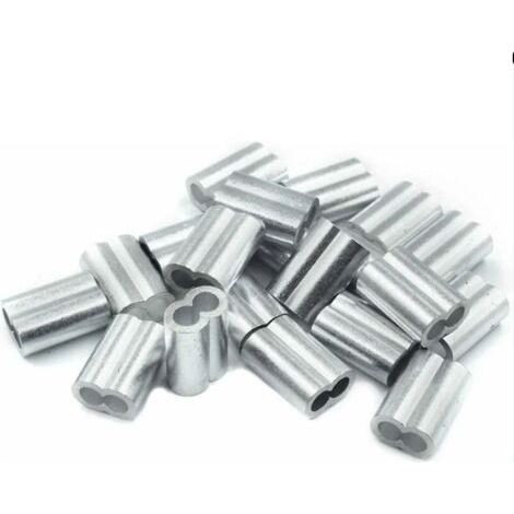 20x Manchons à sertir en aluminium avec double embouts 4.0 mm Ferrules en aluminium, clip à sertir, manchons de presse, manchons à sertir, connecteurs pour câbles métalliques (1/5)
