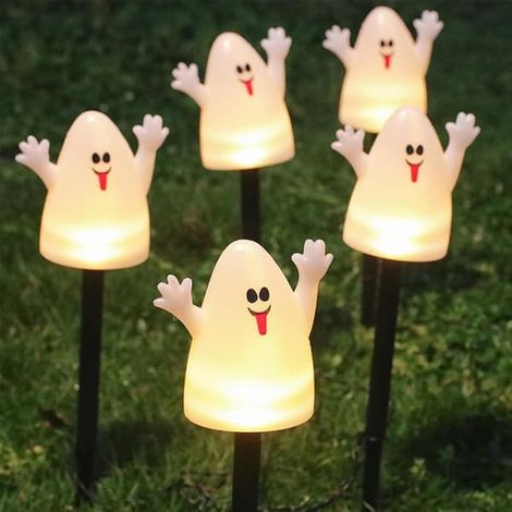 Lampes solaires de sol - Décoration d'Halloween - Contrôle de la lumière - Lot de 5 - LED - Étanche pour usage extérieur (1/5)