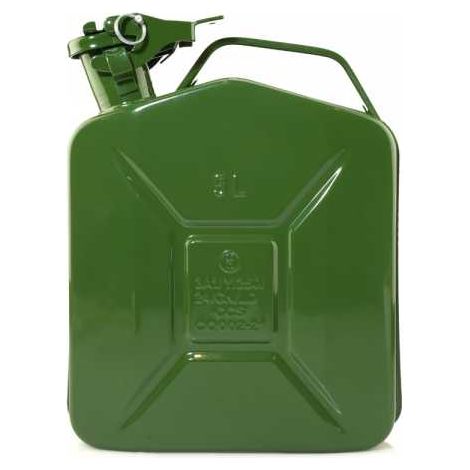 Jerrican 5 litres acier métal vert olive pour hydrocarbures (1/3)