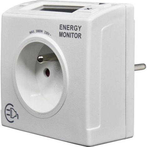 Moniteur d'énergie à prise GAO 16A 3680W LCD supérieur kWh V A avec disjoncteur intégré (1/5)