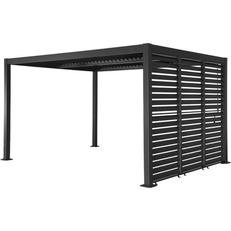 Louvered pergola 4x3m and 3 100cm louver panels anthracite - Palace