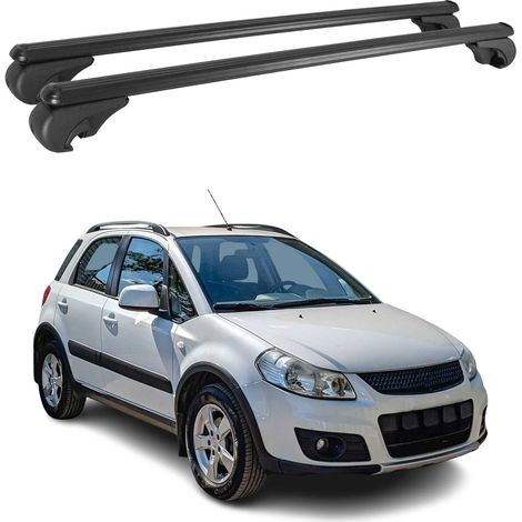 OMAC Aluminium Dachträger Querträger für Suzuki SX4 I 2006-2013 – TÜV / DIN 75302:2019 – Abschließbar – Max. 75 kg – 2 Stangen Schwarz (1/5)