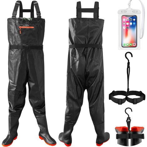 Waders for Men Women Waterproof Fishing Pants with Boots, Waders with Adjustable Strap, Breathable Waterproof for Jobs, Fishing, Farms (1/5)