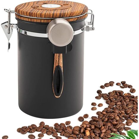 Bote para café, bote hermético de 1,8 L, contenedor de acero inoxidable para almacenar granos de café. (1/5)