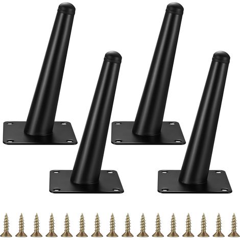 Pieds de Meubles Réglables, 4 Pièces Pieds Réglables Inclinés de Table, Jambes de Table en Métal Noir pour Meuble, Canapés, Cuisine, Armoires, Lit Pieds, 15 cm de Hauteur (1/5)