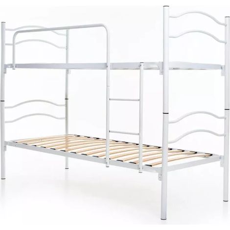 letto a castello singolo scomponibile somnus in metallo bianco 203x145,5x83 cm