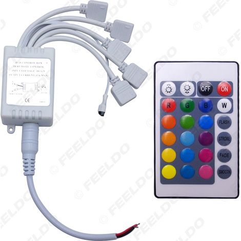 Contrôleur infrarouge LED 24 touches, sortie 5 fils 4 broches, 12-24 V, pour bande lumineuse LED RGB sept couleurs