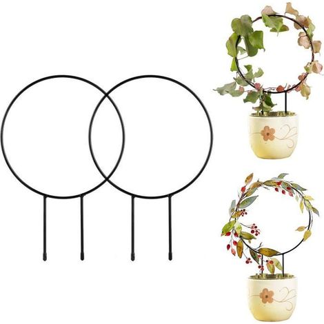 2 pièces treillis jardin métal, support plantes grimpantes, treillage noir résistant, pour pots murs et clôtures