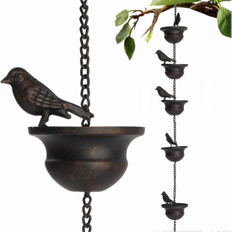 Metal Bird Rain Chain for Gutters Rust-Resistant Outdoor Rain Catcher with Hanging Gutter Adapter Heavy Rain (1/5)