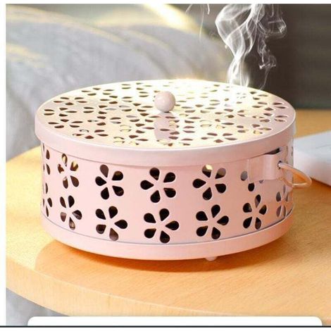 Support Bobine Moustique Porte-Spirale Anti-moustiques Porte-encens Portable Conten de Boîte Mosquito Porte-encens en Métal Brûl D'encens pour Patio Extéri à Maison, (noir) (1/3)