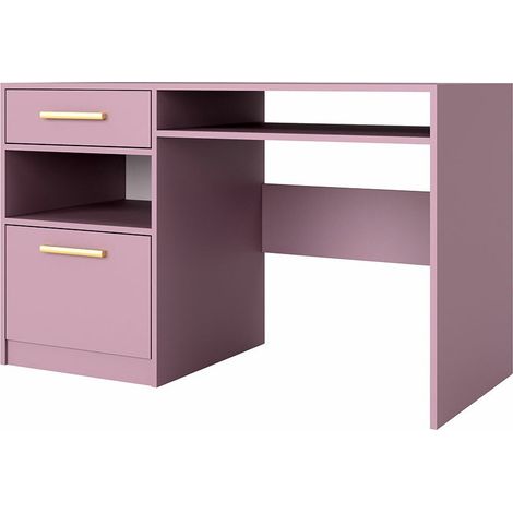 Bureau Rosa, Pourpre + Doré, Avec des portes, Avec tiroirs, Le nombre de portes: 1, Nombre de tiroirs: 1, 82x125x58cm