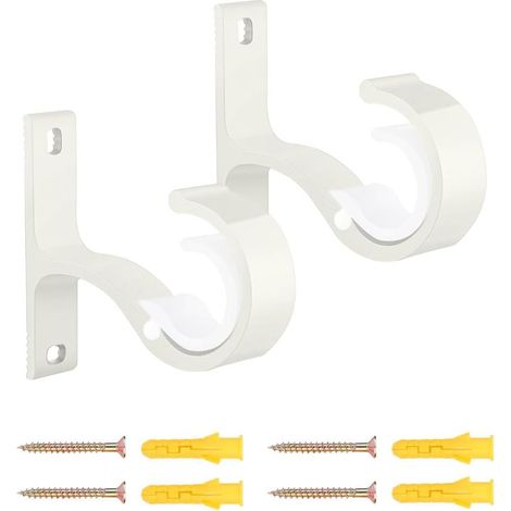 Lot de 2 supports de tringle en alliage d'aluminium, support mural réglable pour tringles à rideaux, tringles de garde-robe et tringles de douche, montage mural stable, inoxydable, durable (1/5)
