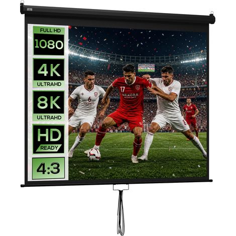 Écran de projection - HOMCOM - 120" 4:3 HD 4K, écran hauteur réglable manuellement - métal 244x183cm - noir