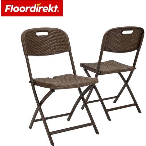 Klappstuhl 2er Set Niigata Brauner Gartenstuhl klappbar in Rattan-Optik