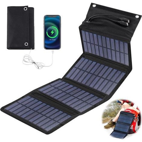 Faltbares Solarpanel, 10 W, tragbares Solarladegerät, 5 V, 2 USB-Anschlüsse, wasserdicht für Outdoor-Aktivitäten, Camping, Handy-Ladegerät, Powerbank (1/2)
