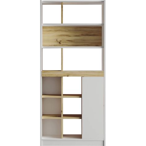 Libreria Rebecca Mobili Balal 170x75,5x25 Truciolato Bianco Rovere Chiaro Moderno